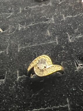 14k solid gold diamond and amethyst ring deco evil eye design size 6